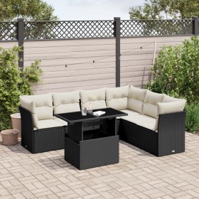 Set mit 7 Gartensofas mit Kissen Kunstrattan schwarz von vidaXL, Gartensets - Ref: Foro24-3266606, Preis: 527,23 €, Rabatt: %