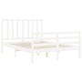 Double bed frame with white solid wood headboard by vidaXL, Beds and slatted bases - Ref: Foro24-3193832, Price: 137,34 €, Di...