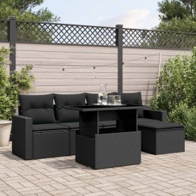 Set aus 6-teiligen Gartensofas und Kissen Kunstrattan schwarz von vidaXL, Gartensets - Ref: Foro24-3267235, Preis: 394,84 €, ...