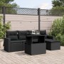 6-piece garden sofa set with black synthetic rattan cushions by vidaXL, Garden sets - Ref: Foro24-3267235, Price: 394,84 €, D...