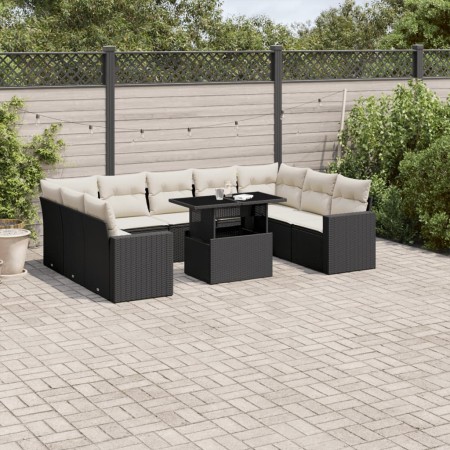 Garden sofa set 10 pieces with black synthetic rattan cushions by vidaXL, Garden sets - Ref: Foro24-3267476, Price: 687,68 €,...