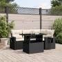 5-teiliges Gartenmöbel-Set und Kissen aus synthetischem Rattan schwarz von vidaXL, Gartensets - Ref: Foro24-3267876, Preis: 4...