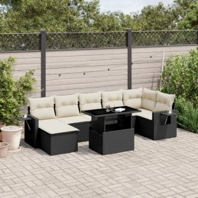 Set aus 8-teiligen Gartensofas und Kissen Kunstrattan schwarz von vidaXL, Gartensets - Ref: Foro24-3268056, Preis: 591,67 €, ...