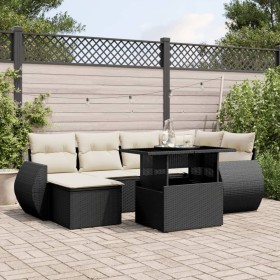 Set mit 7 Gartensofas mit Kissen Kunstrattan schwarz von vidaXL, Gartensets - Ref: Foro24-3268676, Preis: 512,39 €, Rabatt: %