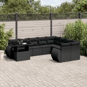 Garden sofa set 10 pieces with black synthetic rattan cushions by vidaXL, Garden sets - Ref: Foro24-3268765, Price: 710,77 €,...