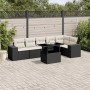 Set de sofás de jardín 7 pzas con cojines ratán sintético negro de vidaXL, Conjuntos de jardín - Ref: Foro24-3269176, Precio:...