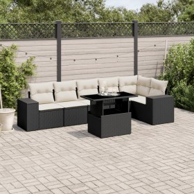 Set mit 7 Gartensofas mit Kissen Kunstrattan schwarz von vidaXL, Gartensets - Ref: Foro24-3269176, Preis: 531,50 €, Rabatt: %