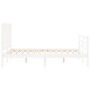 Double bed frame with white solid wood headboard by vidaXL, Beds and slatted bases - Ref: Foro24-3193832, Price: 137,34 €, Di...