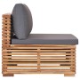 Central garden sofa with gray solid teak wood cushion by vidaXL, Modular outdoor sofas - Ref: Foro24-49377, Price: 274,99 €, ...