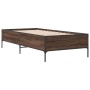 Estructura cama madera ingeniería metal roble marrón 90x200 cm de vidaXL, Camas y somieres - Ref: Foro24-844970, Precio: 92,9...