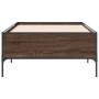 Estructura cama madera ingeniería metal roble marrón 90x200 cm de vidaXL, Camas y somieres - Ref: Foro24-844970, Precio: 92,9...