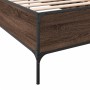 Brown oak metal engineered wood bed frame 90x200 cm by vidaXL, Beds and slatted bases - Ref: Foro24-844970, Price: 93,09 €, D...