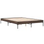 Estructura cama madera ingeniería metal marrón roble 160x200 cm de vidaXL, Camas y somieres - Ref: Foro24-845010, Precio: 110...