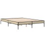 Estructura cama madera ingeniería metal roble Sonoma 150x200 cm de vidaXL, Camas y somieres - Ref: Foro24-845012, Precio: 105...