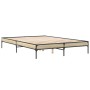 Estructura cama madera ingeniería metal roble Sonoma 150x200 cm de vidaXL, Camas y somieres - Ref: Foro24-845012, Precio: 105...