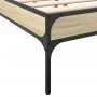 Estructura cama madera ingeniería metal roble Sonoma 150x200 cm de vidaXL, Camas y somieres - Ref: Foro24-845012, Precio: 105...