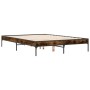 Estructura cama madera ingeniería metal roble ahumado 140x190cm de vidaXL, Camas y somieres - Ref: Foro24-845038, Precio: 102...