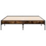 Estructura cama madera ingeniería metal roble ahumado 140x190cm de vidaXL, Camas y somieres - Ref: Foro24-845038, Precio: 102...