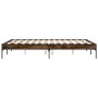 Engineered wood bed frame metal smoked oak 140x190cm by vidaXL, Beds and slatted bases - Ref: Foro24-845038, Price: 102,90 €,...