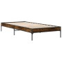 Estructura cama madera ingeniería metal roble ahumado 90x200 cm de vidaXL, Camas y somieres - Ref: Foro24-845033, Precio: 72,...