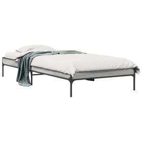 Estructura cama madera ingeniería metal gris Sonoma 75x190 cm de vidaXL, Camas y somieres - Ref: Foro24-845059, Precio: 71,99...