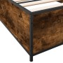 Estructura cama madera ingeniería metal roble humo 100x200 cm de vidaXL, Camas y somieres - Ref: Foro24-845108, Precio: 84,99...