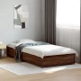 Oak brown metal engineered wood bed frame 90x190 cm by vidaXL, Beds and slatted bases - Ref: Foro24-845120, Price: 84,54 €, D...