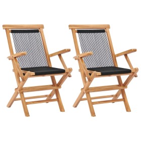 Folding garden chairs 2 pcs solid teak wood and rope by vidaXL, Garden chairs - Ref: Foro24-49362, Price: 144,87 €, Discount: %