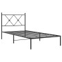 Bed frame with black metal headboard 90x190 cm by vidaXL, Beds and slatted bases - Ref: Foro24-376494, Price: 70,86 €, Discou...