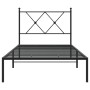 Bed frame with black metal headboard 90x190 cm by vidaXL, Beds and slatted bases - Ref: Foro24-376494, Price: 70,86 €, Discou...