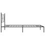 Bed frame with black metal headboard 100x190 cm by vidaXL, Beds and slatted bases - Ref: Foro24-376496, Price: 73,76 €, Disco...