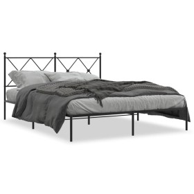 Bed frame with black metal headboard 160x200 cm by vidaXL, Beds and slatted bases - Ref: Foro24-376505, Price: 118,33 €, Disc...