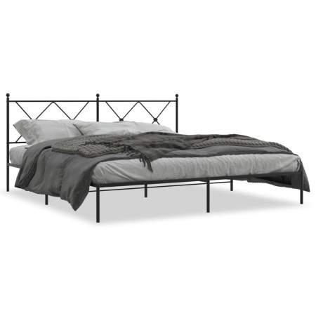 Estructura de cama con cabecero metal negro 183x213 cm de vidaXL, Camas y somieres - Ref: Foro24-376507, Precio: 118,82 €, De...