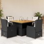 Set de muebles jardín 5 pzas con cojines ratán sintético negro de vidaXL, Conjuntos de jardín - Ref: Foro24-3262767, Precio: ...