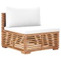 Central garden sofa solid teak wood and cream cushion by vidaXL, Modular outdoor sofas - Ref: Foro24-49374, Price: 275,24 €, ...