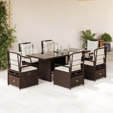 7-piece garden dining set with brown synthetic rattan cushions by vidaXL, Garden sets - Ref: Foro24-3262926, Price: 790,82 €,...