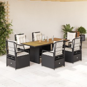 7-piece garden dining set with black synthetic rattan cushions by vidaXL, Garden sets - Ref: Foro24-3262924, Price: 805,73 €,...