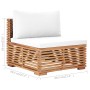 Central garden sofa solid teak wood and cream cushion by vidaXL, Modular outdoor sofas - Ref: Foro24-49374, Price: 275,24 €, ...