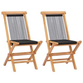 Folding garden chairs 2 pcs solid teak wood and rope by vidaXL, Garden chairs - Ref: Foro24-49363, Price: 166,99 €, Discount: %