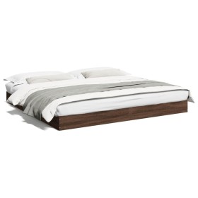 Oak brown engineered wood bed frame 200x200 cm by vidaXL, Beds and slatted bases - Ref: Foro24-841999, Price: 91,99 €, Discou...