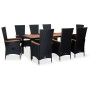 Set comedor jardín 9 pzas ratán sintético y madera acacia negro de vidaXL, Conjuntos de jardín - Ref: Foro24-48014, Precio: 1...