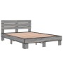 Sonoma gray metal engineered wood bed frame 135x190 cm by vidaXL, Beds and slatted bases - Ref: Foro24-3280165, Price: 153,59...