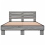 Estructura cama madera ingeniería metal gris Sonoma 135x190 cm de vidaXL, Camas y somieres - Ref: Foro24-3280165, Precio: 153...