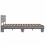 Estructura cama madera ingeniería metal gris Sonoma 135x190 cm de vidaXL, Camas y somieres - Ref: Foro24-3280165, Precio: 153...