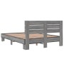 Estructura cama madera ingeniería metal gris Sonoma 135x190 cm de vidaXL, Camas y somieres - Ref: Foro24-3280165, Precio: 153...