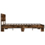 Estructura cama madera ingeniería metal roble ahumado 135x190cm de vidaXL, Camas y somieres - Ref: Foro24-3280209, Precio: 15...