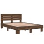 Estructura cama madera ingeniería metal marrón roble 140x190 cm de vidaXL, Camas y somieres - Ref: Foro24-3280171, Precio: 15...