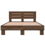 Estructura cama madera ingeniería metal marrón roble 140x190 cm de vidaXL, Camas y somieres - Ref: Foro24-3280171, Precio: 15...