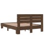 Estructura cama madera ingeniería metal marrón roble 140x190 cm de vidaXL, Camas y somieres - Ref: Foro24-3280171, Precio: 15...