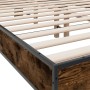 Engineered wood bed frame metal smoked oak 120x200cm by vidaXL, Beds and slatted bases - Ref: Foro24-3280199, Price: 149,22 €...